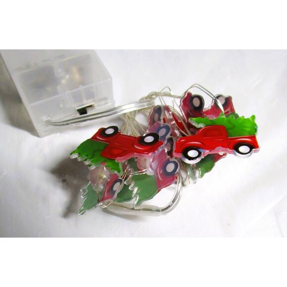 Christmas House LED String Lights Red Truck with Holly 10 Count 3 Ft DIY Crafts - Picture 3 of 5